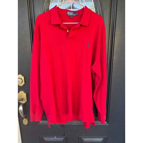 Polo Ralph Lauren Other - Polo Ralph Lauren Mens XL Red Long Sleeve Cotton Polo Shirt Navy Blue Pony Logo
